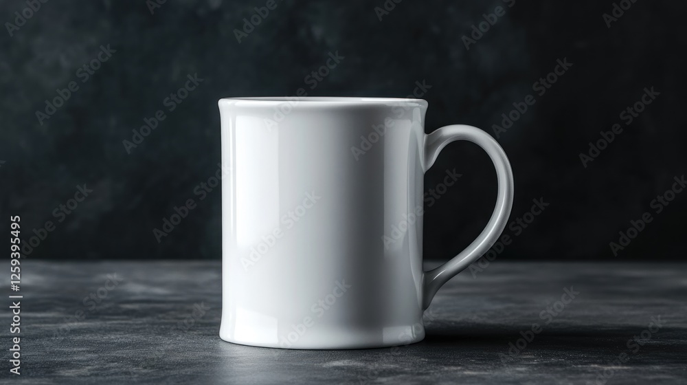 Obraz premium White mug on dark table, mockup for design