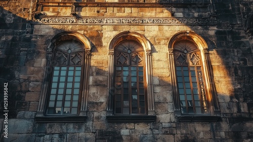ancient stone walls and detailed windows in Konya, highlighting the elegance of the historical architecture and its connection to the city past