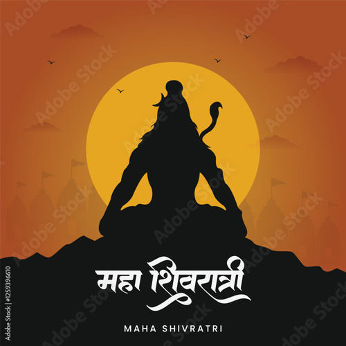 Creative Concept for Maha Shivratri or shivarathri for celebrating Hindu lord shivas festival. photo