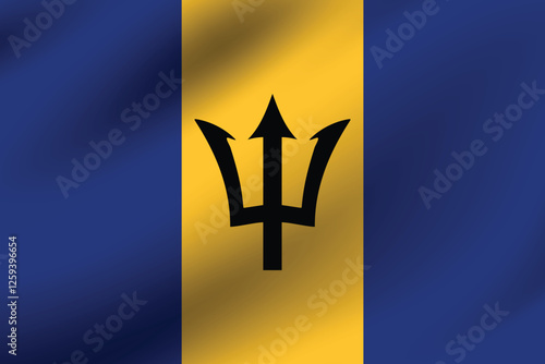 Barbados flag official colors and proportion digital vector illustration. Pleated flag. photo