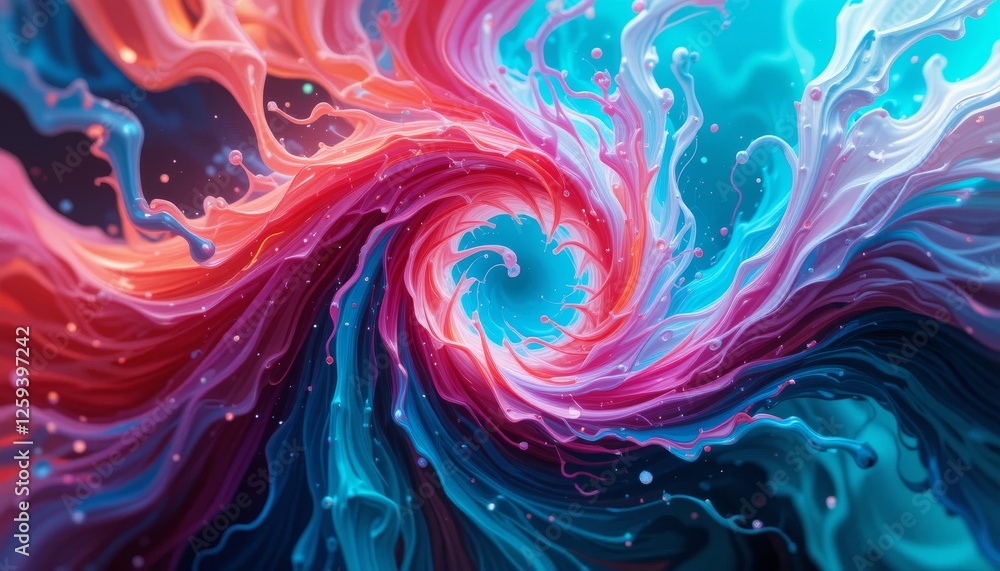Fototapeta premium Abstract swirl of vibrant liquid colors creating a dynamic vortex.