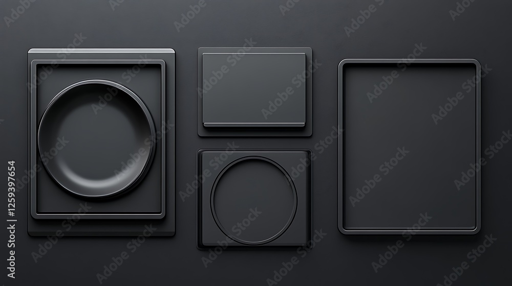 Black frames, dark background, mockup Black frames, dark background, mockup