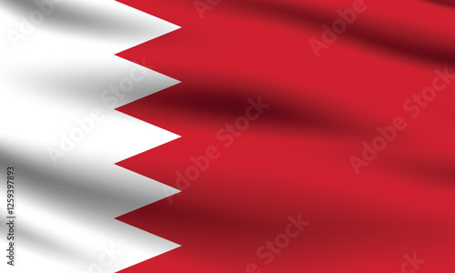 Flag of Bahrain. Bahrain flag official colors and proportion digital vector illustration. Pleated flag.