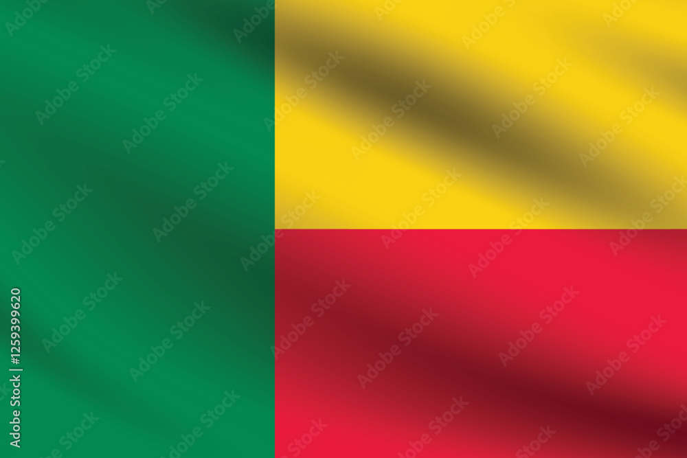 Flag of Benin. Benin flag official size and color standards digital vector illustration. Waving flag. Flag of Benin. Benin flag official size and color standards digital vector illustration. Waving flag.