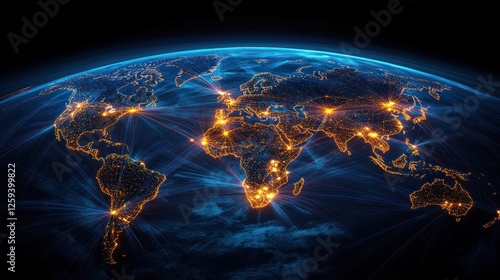 Wallpaper Mural Global network connections at night, earth glowing Torontodigital.ca