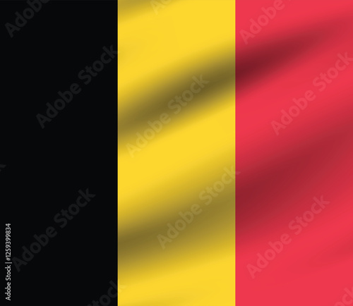 Flag of Belgium. Belgium flag official size and color standards digital vector illustration. Waving flag.