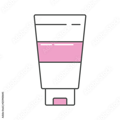 A clean and modern skincare icon featuring a tube packaging with pink and white accents. The simple and minimalistic design makes it ideal for beauty