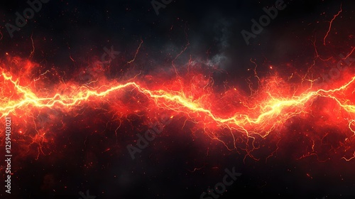 Wallpaper Mural Fiery Lightning Bolt Across a Dark Sky Intense Energy and Power Abstract Background Torontodigital.ca