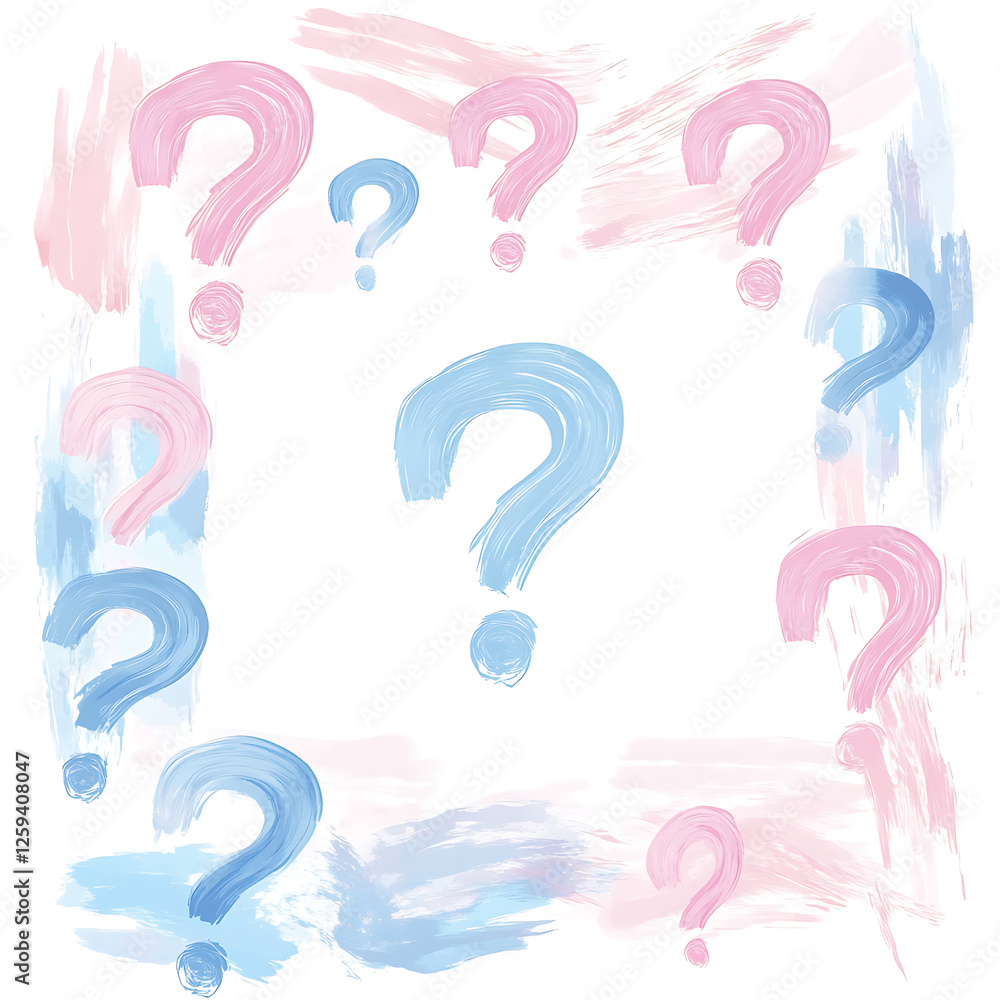 Pastel Pink And Blue Watercolor Question Marks Frame Pastel Pink And Blue Watercolor Question Marks Frame