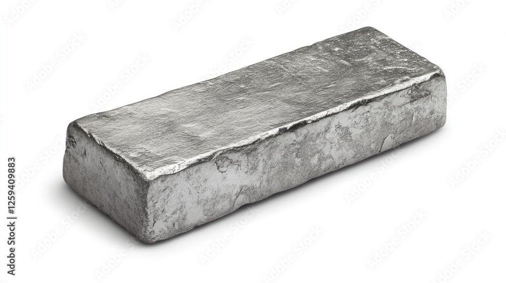Silver bar on white background, finance concept Silver bar on white background, finance concept