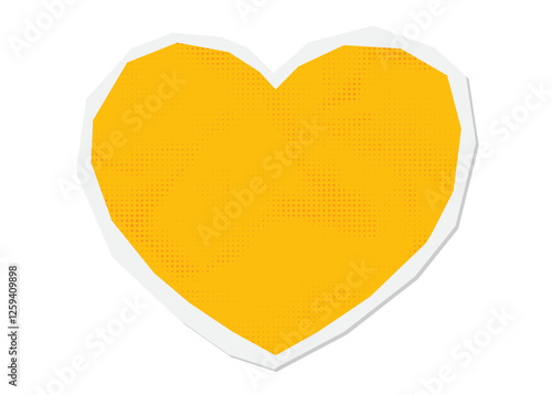 heart shape halftone collage element. Crumpled paper clipping shape, cut out romantic love sticker.