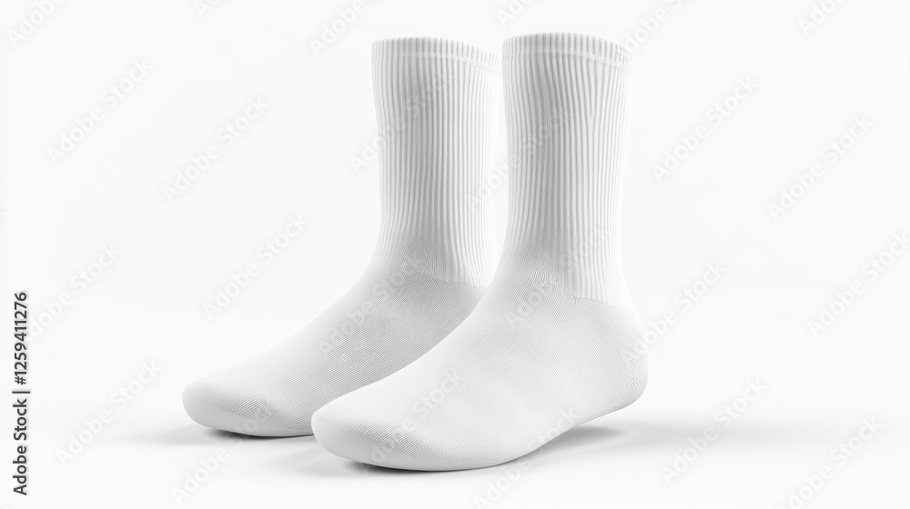 White blank athletic socks mockup, isolated on a white background, front view. White blank athletic socks mockup, isolated on a white background, front view.