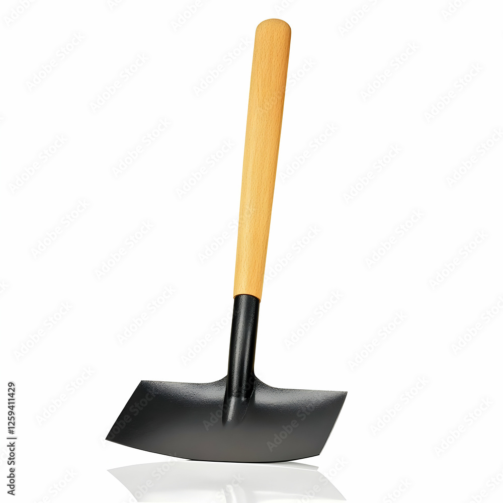 Gardening tool, wood handle, black metal blade, white background, isolated Gardening tool, wood handle, black metal blade, white background, isolated