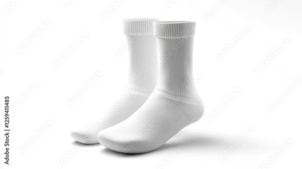 White blank athletic socks mockup, isolated on a white background, front view. White blank athletic socks mockup, isolated on a white background, front view.