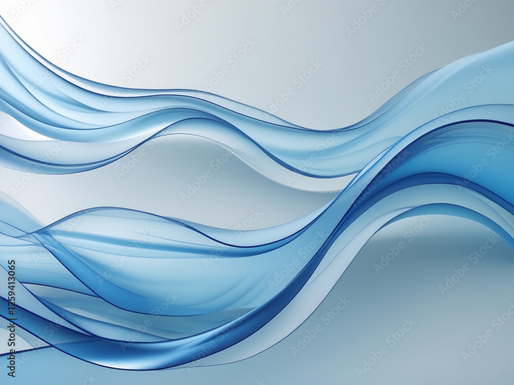 A hyperrealistic abstract 3D-rendered image featuring soft, flowing blue waves with a translucent and airy appearance. A hyperrealistic abstract 3D-rendered image featuring soft, flowing blue waves with a translucent and airy appearance.