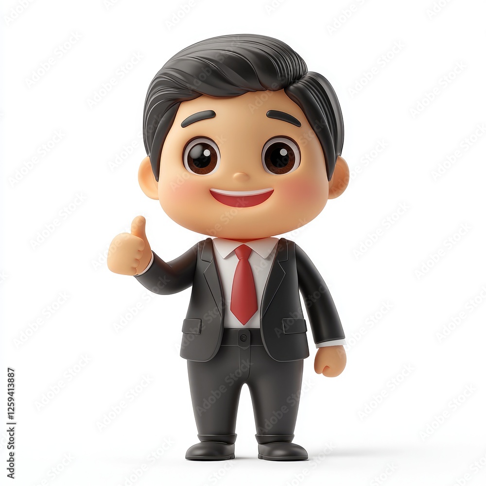 3D Cartoon Businessman Thumbs Up: Success, Growth, and Achievement 3D Cartoon Businessman Thumbs Up: Success, Growth, and Achievement