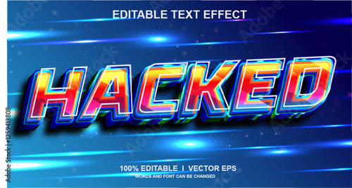  hacked 3d vector text effect with modern style design