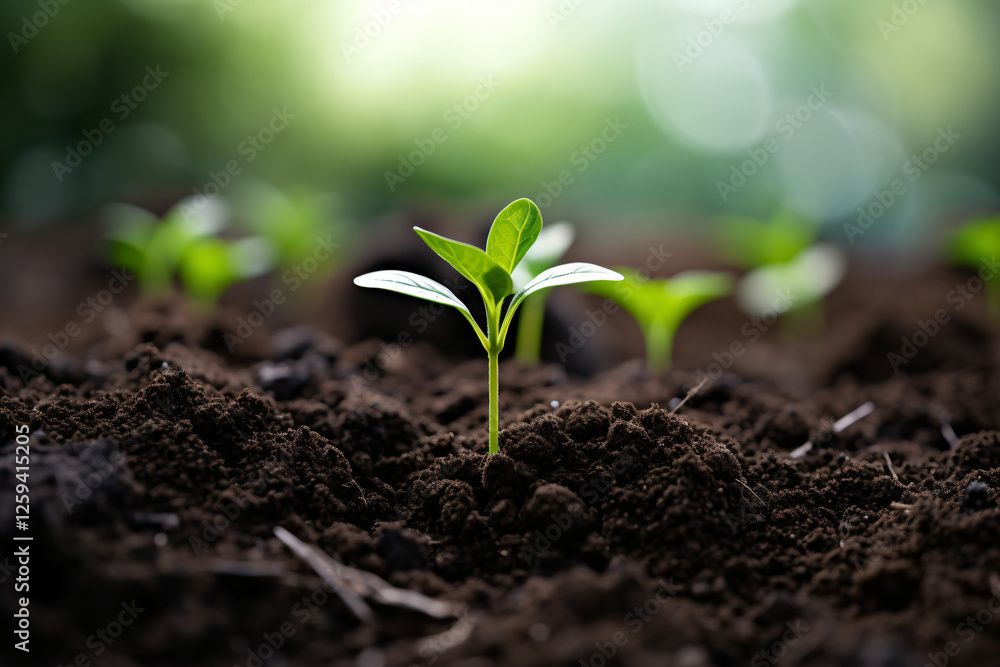 Fototapeta premium green sprout in the fertile soil