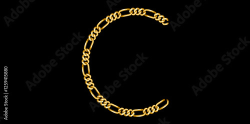 Stunning Gold Chain Alphabet Letter C Vector Illustration.	
