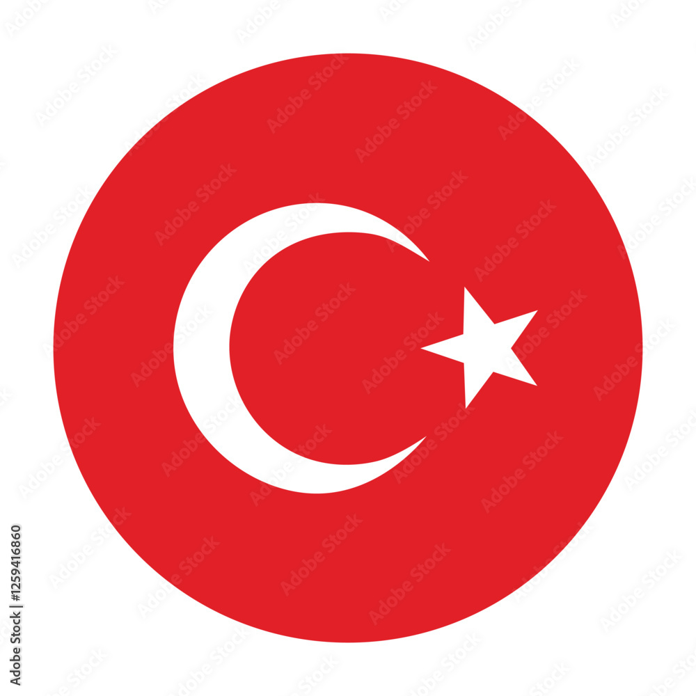 Turkey Flag Round Badge Icon Vector Illustration Turkey Flag Round Badge Icon Vector Illustration