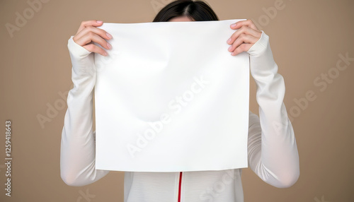 하얀천을 들고 있는 동양 여자의 손