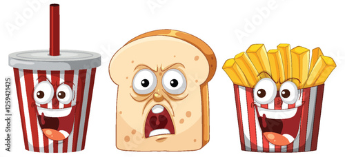 Animated Fast Food Characters with Expressions