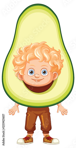 Child in Avocado Costume Illustration