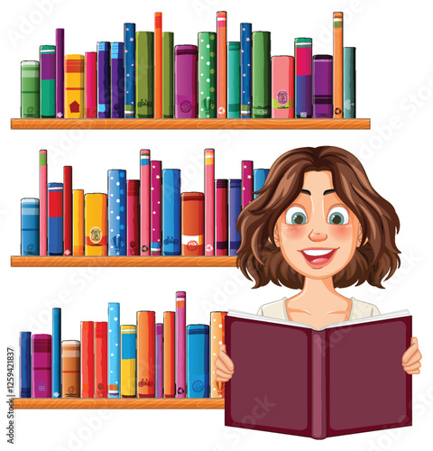 Woman Reading in a Library