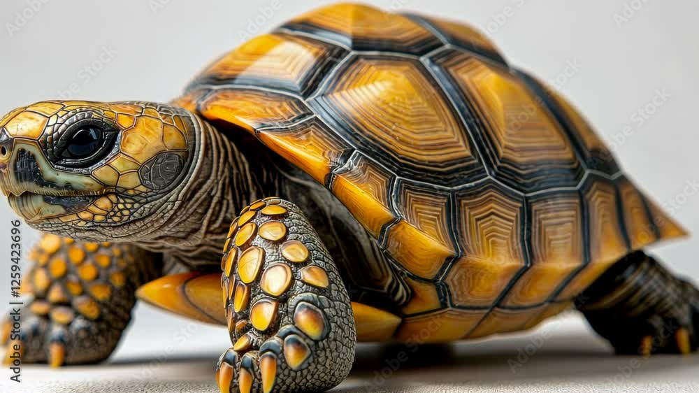 Close-up of a vibrant tortoise showcasing its intricate shell patterns Close-up of a vibrant tortoise showcasing its intricate shell patterns