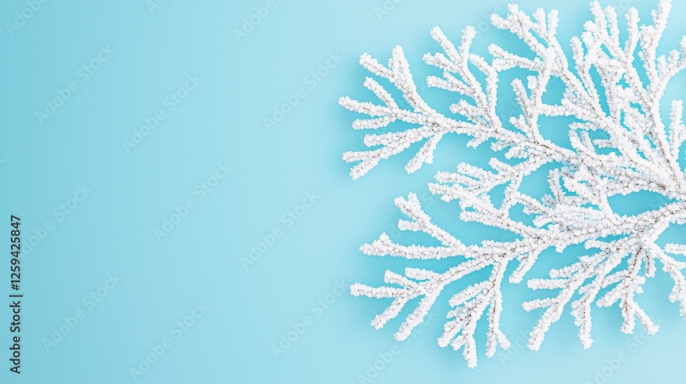 Frosted Coral Branch on Light Blue Background as an Elegant Display of Nature's Beauty and Design Inspiration Frosted Coral Branch on Light Blue Background as an Elegant Display of Nature's Beauty and Design Inspiration