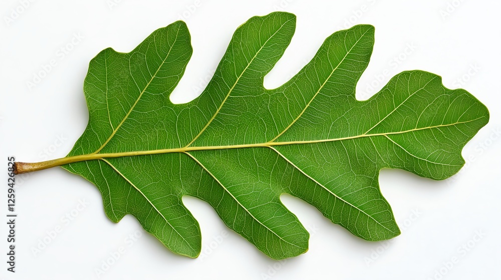 Closeup View Of Green Oak Leaf On White Background Closeup View Of Green Oak Leaf On White Background