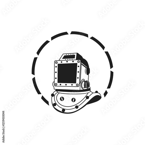logo vector for old diving helmet 