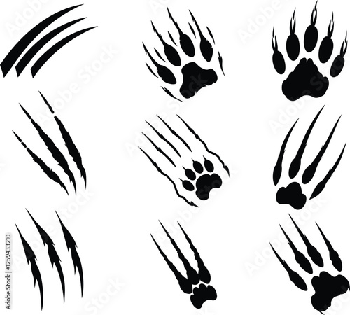 Beast Claws Scratches. claws scratches set, beast claws scratches vector illustration.