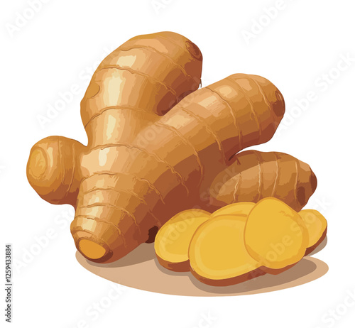 スライスした生姜のイラスト　生成AI