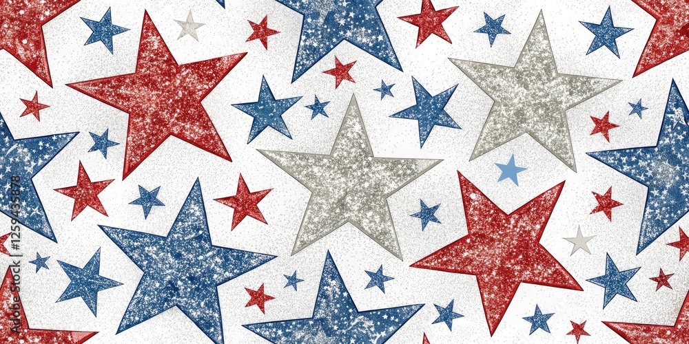 Fototapeta premium Patriotic Star Glitter Background, Festive Sparkling Texture, 4th of July, American Flag, Stars and Stripes, Holiday Sparkle