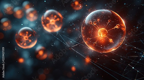 Abstract representation of glowing molecules in a digital space, showcasing connections and energy