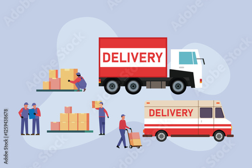 Logistics and Delivery Service – Shipping and Transportation 2d flat vector illustrations