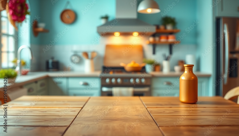 Modern kitchen interior with a dining table and stylish furniture in a cozy home setting Modern kitchen interior with a dining table and stylish furniture in a cozy home setting
