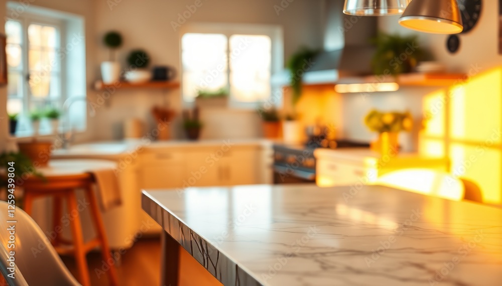 Modern kitchen interior with a dining table and stylish furniture in a cozy home setting