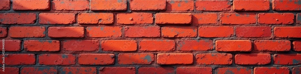 Obraz premium Weathered red brick wall, vertical pattern Rustic texture, aged surface , brickwork, rustic