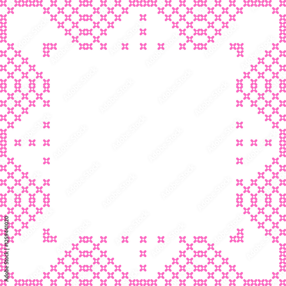 Pink Flower Embroidery Border Pink Flower Embroidery Border