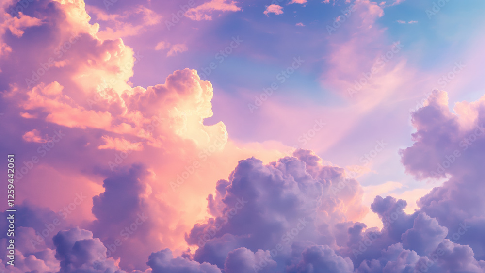 Dreamy Cotton Candy Clouds in a Pastel Sky at Sunset Dreamy Cotton Candy Clouds in a Pastel Sky at Sunset