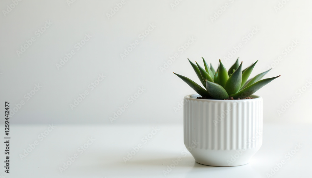 Minimalist White Ceramic Pot with Succulent Minimalist White Ceramic Pot with Succulent