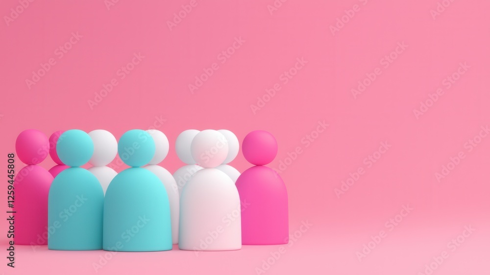 A colorful group of stylized human figures in pink, white, and blue against a soft pink background, symbolizing diversity and community. A colorful group of stylized human figures in pink, white, and blue against a soft pink background, symbolizing diversity and community.
