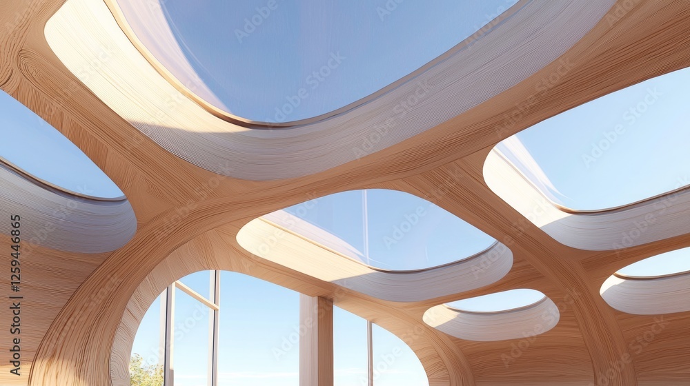 Fototapeta premium Innovative Curved Roof Design That Captures Natural Daylight