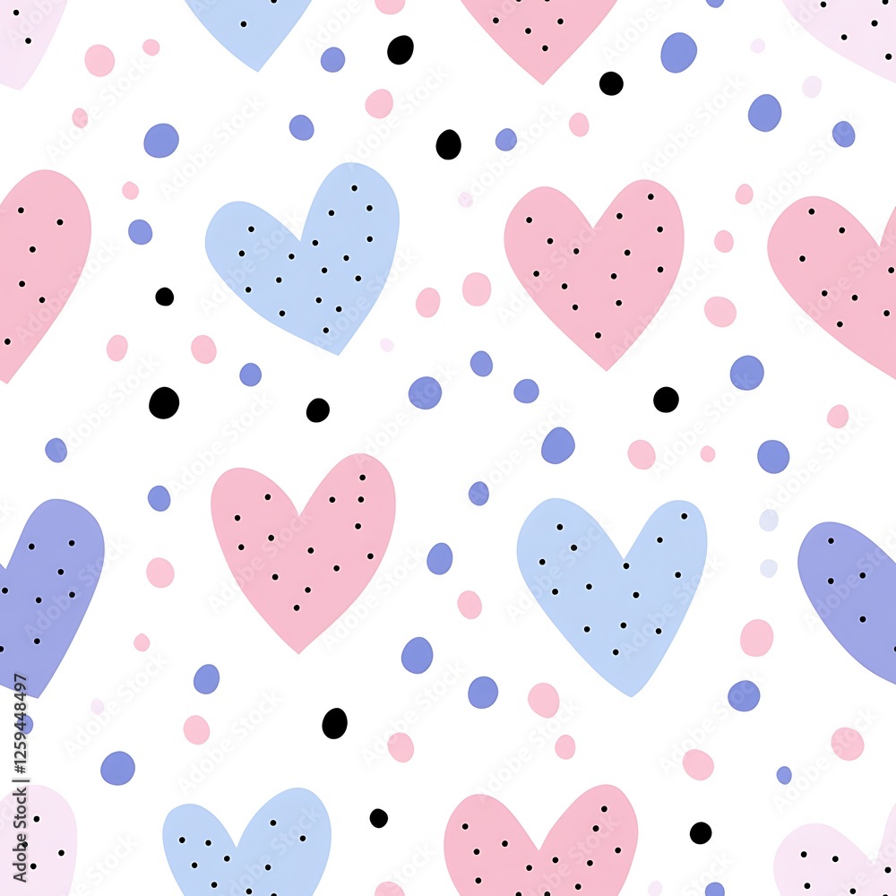 A Colorful Pattern of Hearts and Dots Perfect for Celebrating Love and Affection