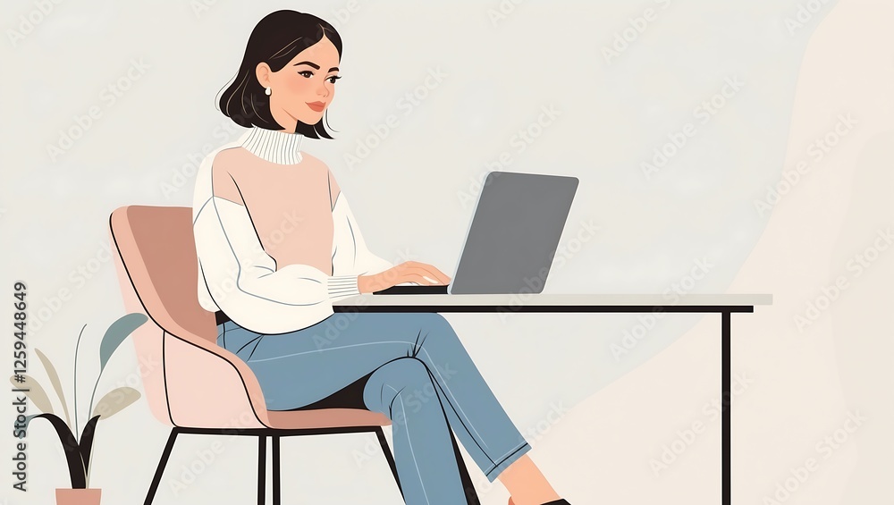Flat Design Character An elegant businesswoman wearing a stylish outfit, poised for a successful day at work or a meeting. Flat Design Character An elegant businesswoman wearing a stylish outfit, poised for a successful day at work or a meeting.