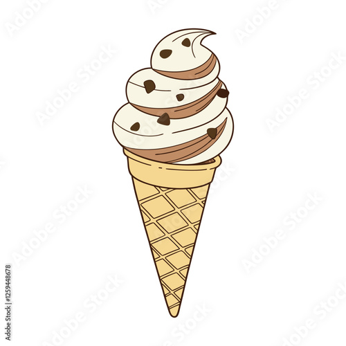 Cone iceberg desert with nut and vanilla-flavored vector art design  
