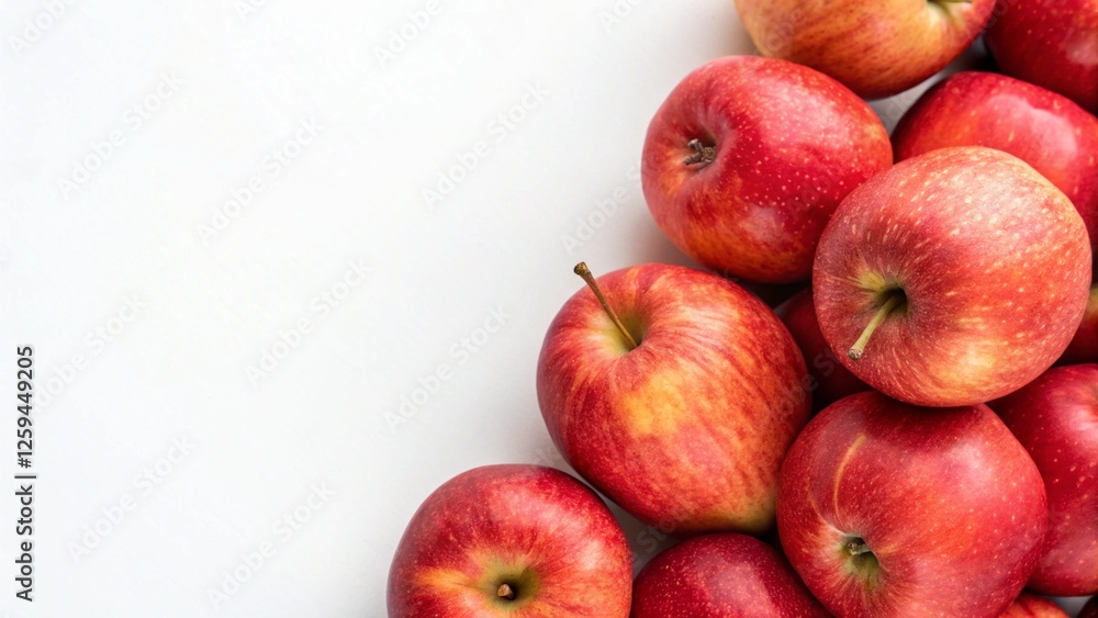 Fresh Red Apples on White Background with Copy Space