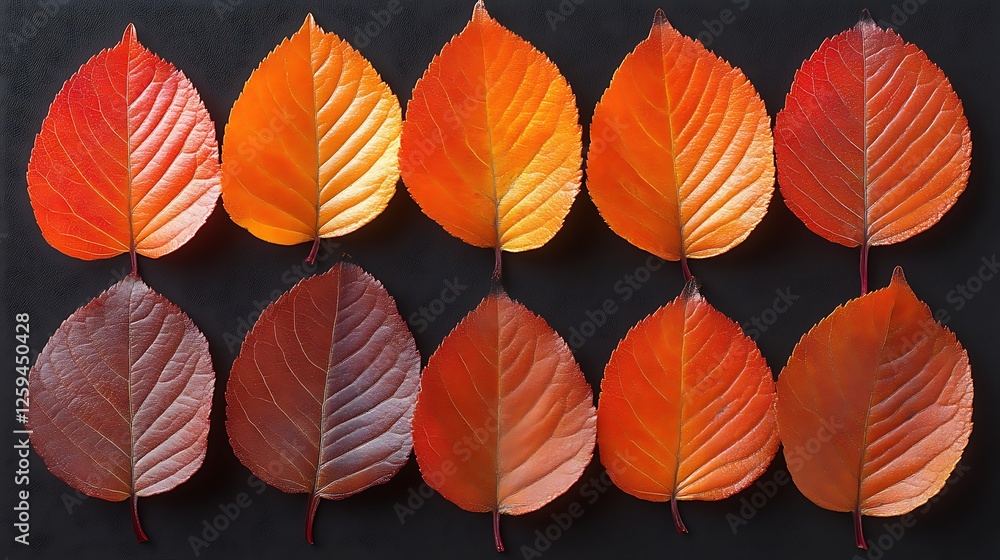 Naklejka premium Autumn Leaves Arranged in a Grid Pattern